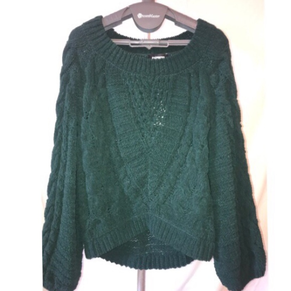 Express Hunter Green Bell Sleeve Sweater